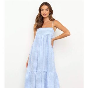Petal and Pup Bradley Blue/white Check Sundress